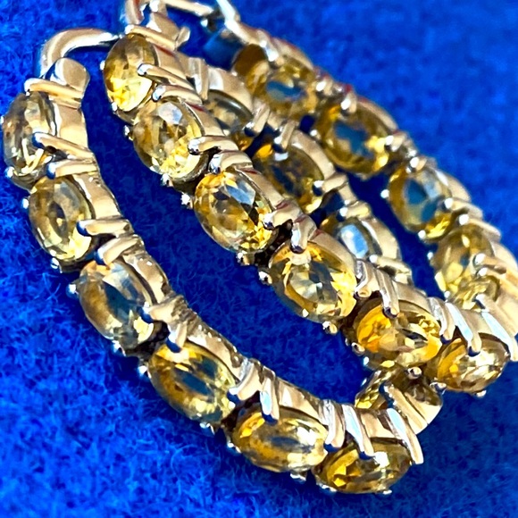 KHR or KRH sterling silver Citrine inside out hoop earrings India - Picture 4 of 6